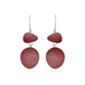 Wholesale sterling silver double-drop earrings featuring rich Red Coral in polished settings.