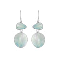 Wholesale sterling silver double-drop earrings featuring luminous Mother Of Pearl in polished settings.