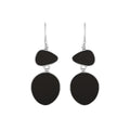 Wholesale sterling silver double-drop earrings crafted with deep Black Shell in polished settings.