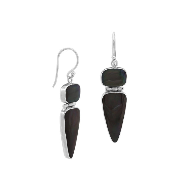 AE-6244-SHB Sterling Silver Earring With Black Shell Jewelry Bali Designs Inc 