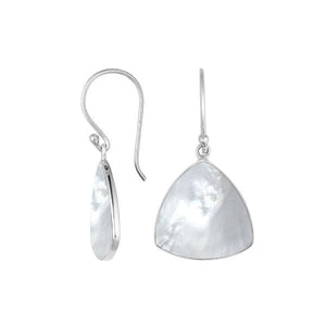 Sterling silver trilliant earrings with luminous Mother Of Pearl for wholesale buyers