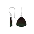 Sterling Silver Black Shell triangular earrings with Earwire and mirror finish for wholesale jewelry.