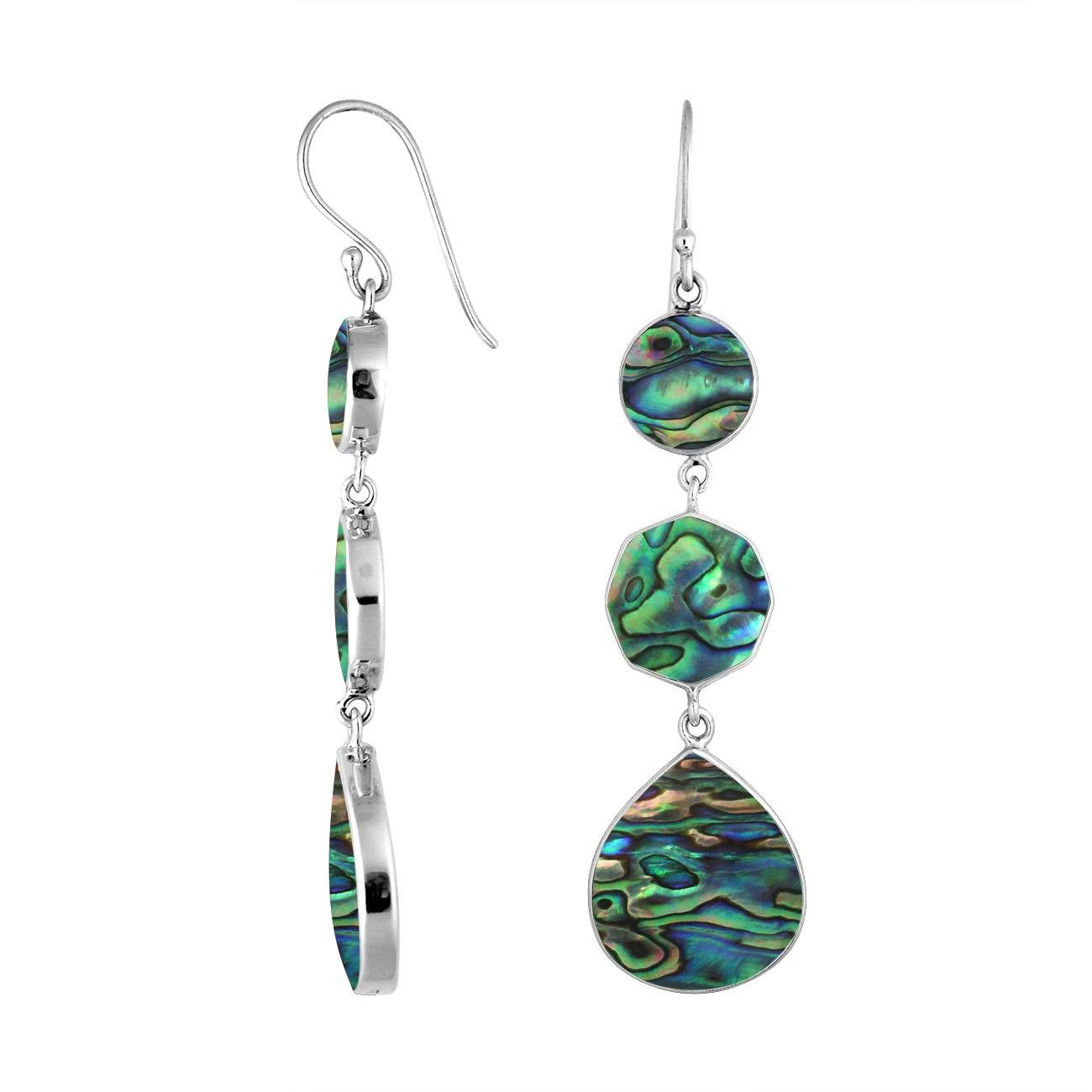 Sterling Silver Abalone Shell multi shape earrings with Earwire and mirror finish for wholesale jewelry collections.