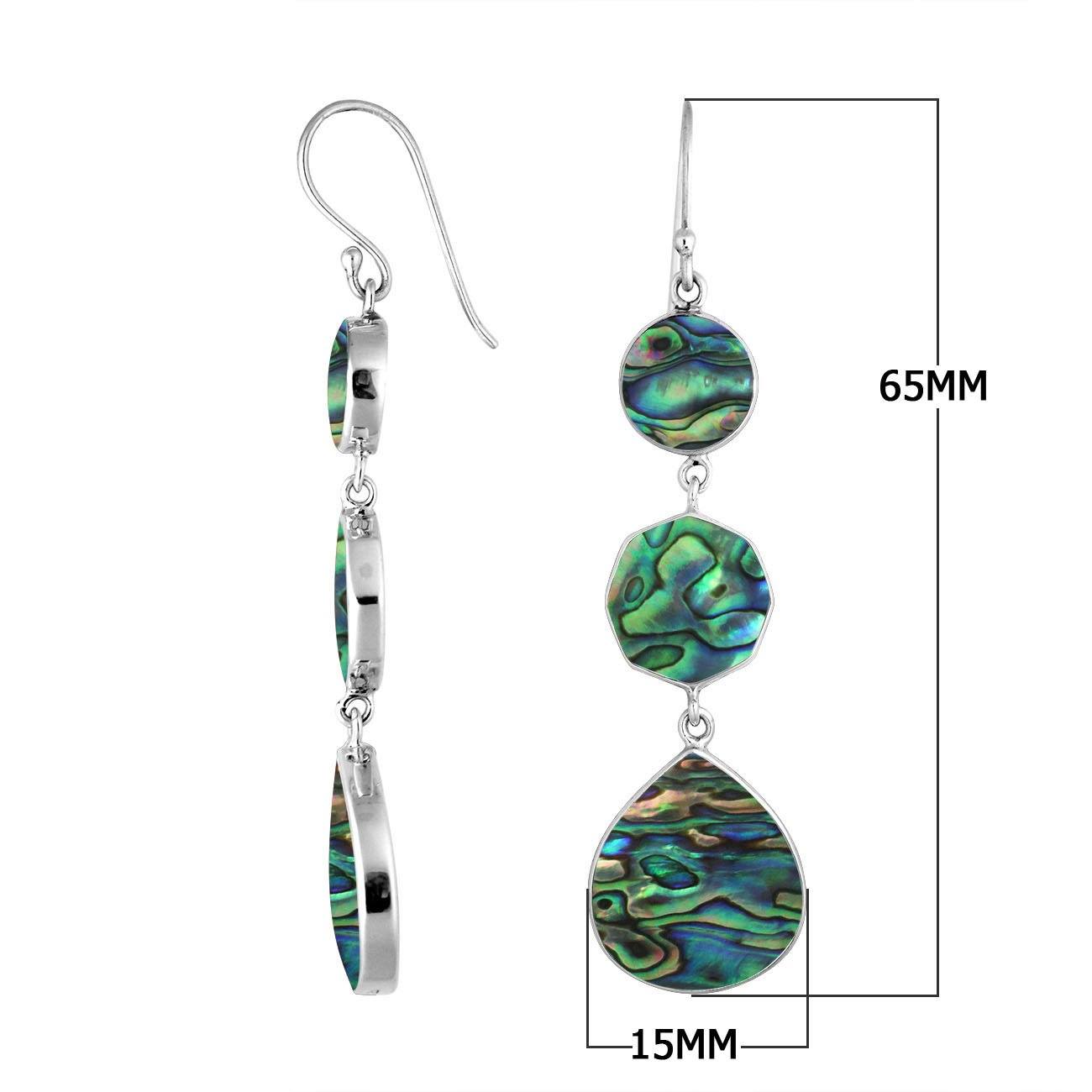 Sterling Silver Abalone Shell multi shape earrings with Earwire and mirror finish for wholesale jewelry collections.