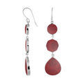 Sterling Silver Red Coral multi shape earrings with Earwire and mirror-polished finish for wholesale jewelry collections.