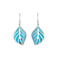 Sterling Silver Turquoise Shell leaf drop earrings with Earwire and open silver design for wholesale jewelry collections.
