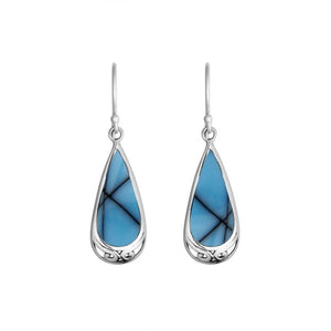 Bulk teardrop silver earrings featuring Turquoise Shell panels and a polished streamlined finish.