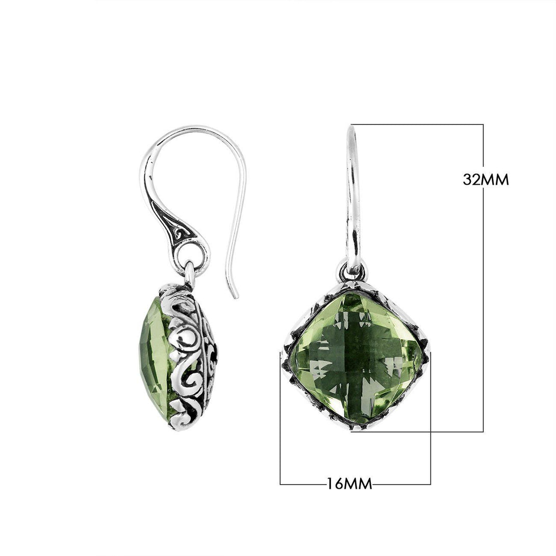 AE-6256-GAM Sterling Silver Earring With Green Amethyst Q. Jewelry Bali Designs Inc 