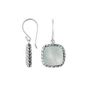 Silver cushion earrings with Mother Of Pearl and textured border