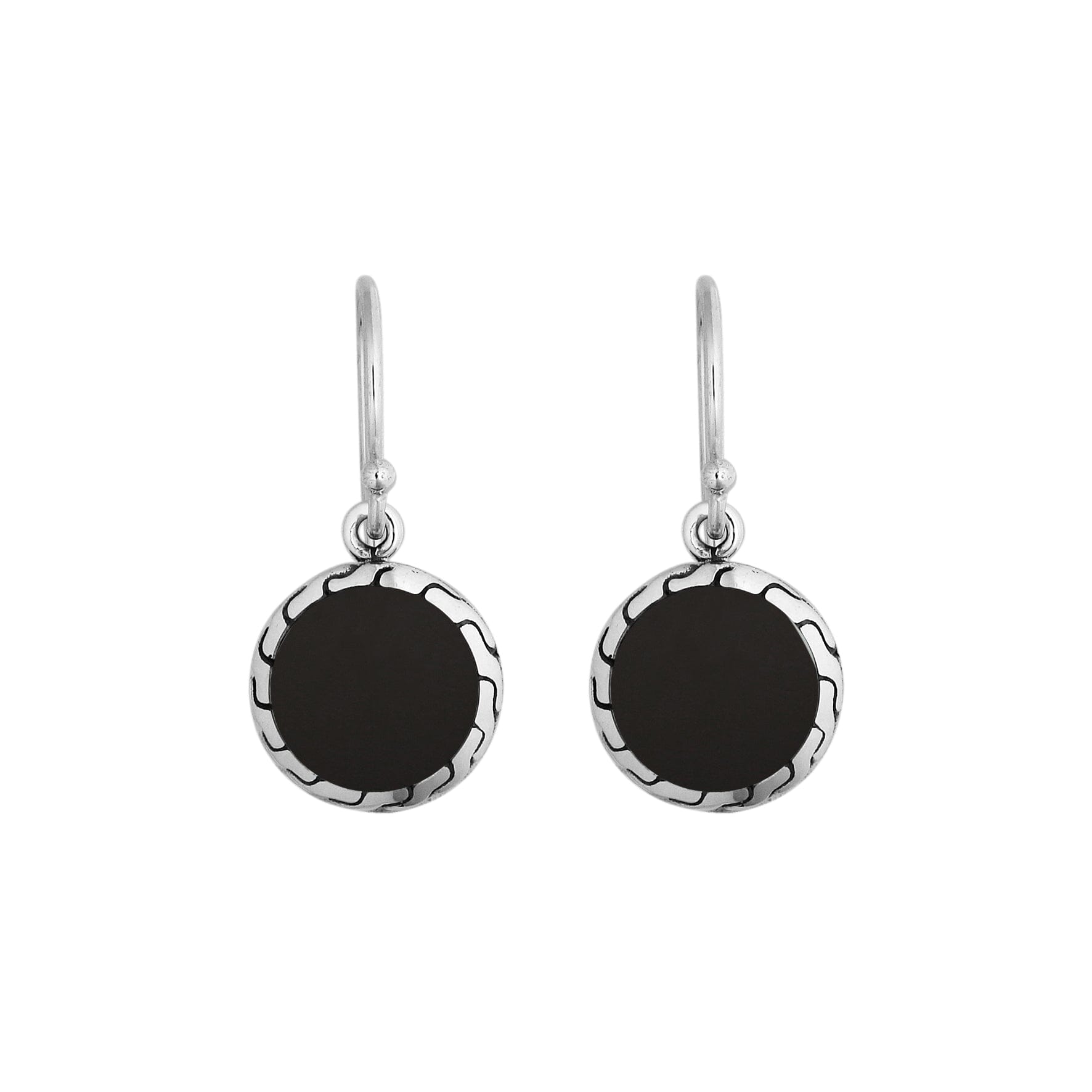 Sterling Silver Black Shell earrings with polished finish for wholesale collection.