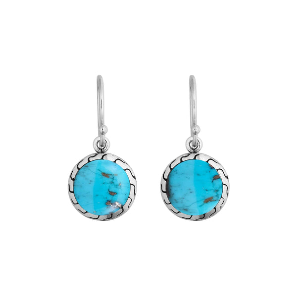 AE-6258-TQ Sterling Silver Earring With Turquoise Jewelry Bali Designs Inc 