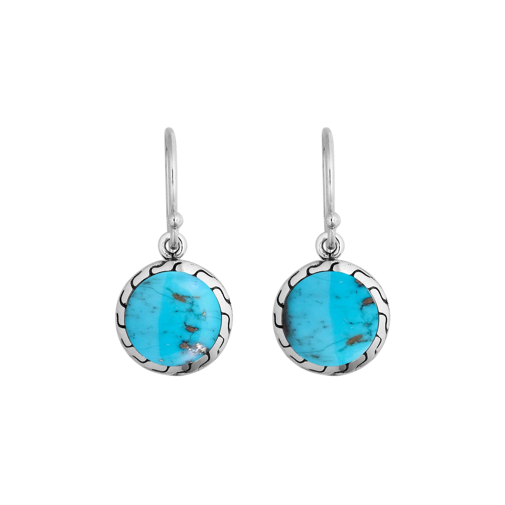Sterling silver Turquoise Shell earrings with polished finish for wholesale collection.