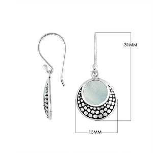 Sterling silver Mother Of Pearl earrings with polished finish for wholesale collection.