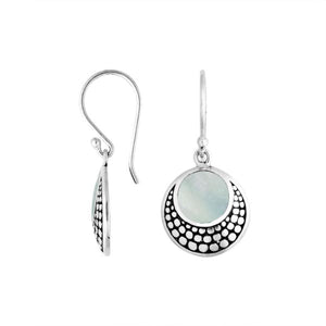 Sterling silver Mother Of Pearl earrings with polished finish for wholesale collection.