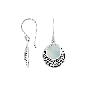 Sterling silver Mother Of Pearl earrings with polished finish for wholesale collection.