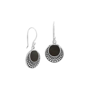 Sterling silver Black Shell earrings with polished finish for wholesale collection.