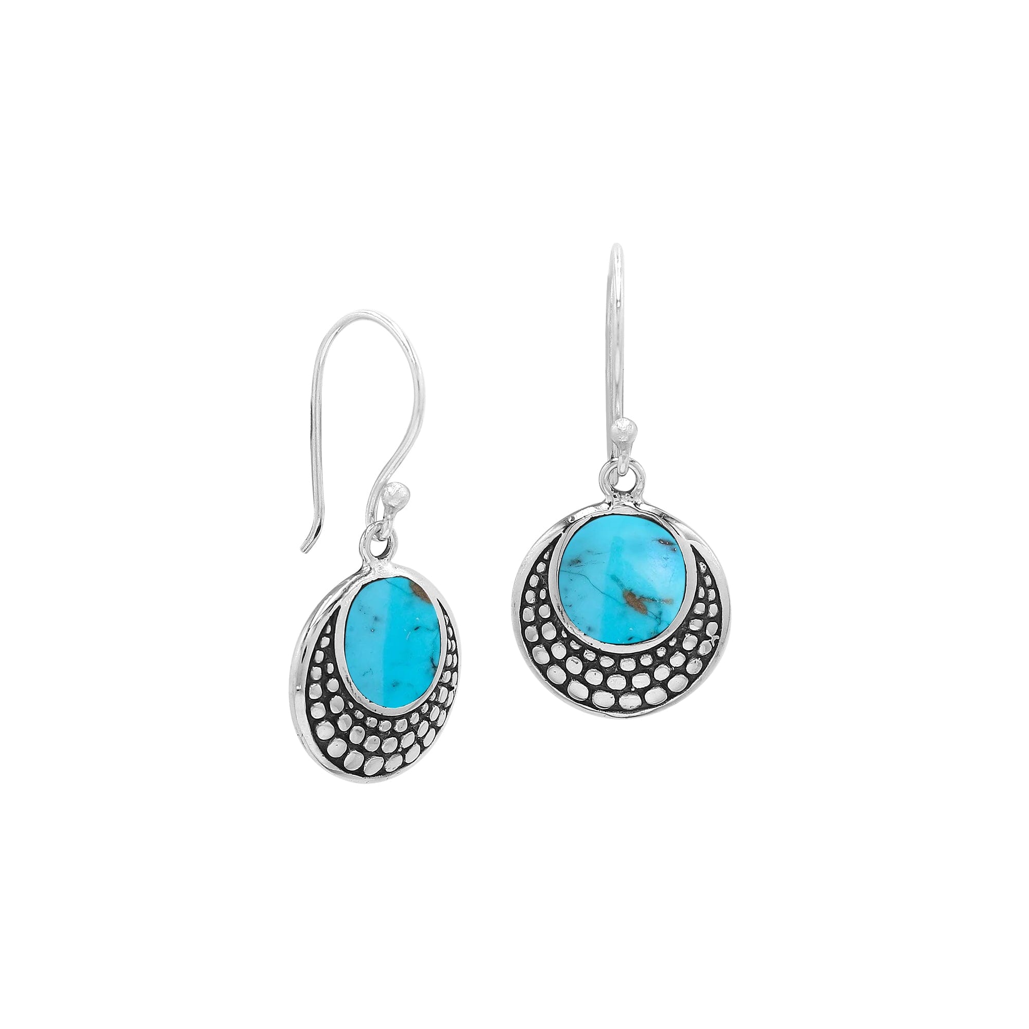 Sterling silver Turquoise Shell earrings with polished finish for wholesale collection.