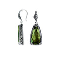 Sterling silver Green Amethyst Quartz earrings with elongated faceted stones for wholesale collection.