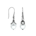 Sterling silver White Pearl earrings with teardrop design and polished finish for wholesale collection.