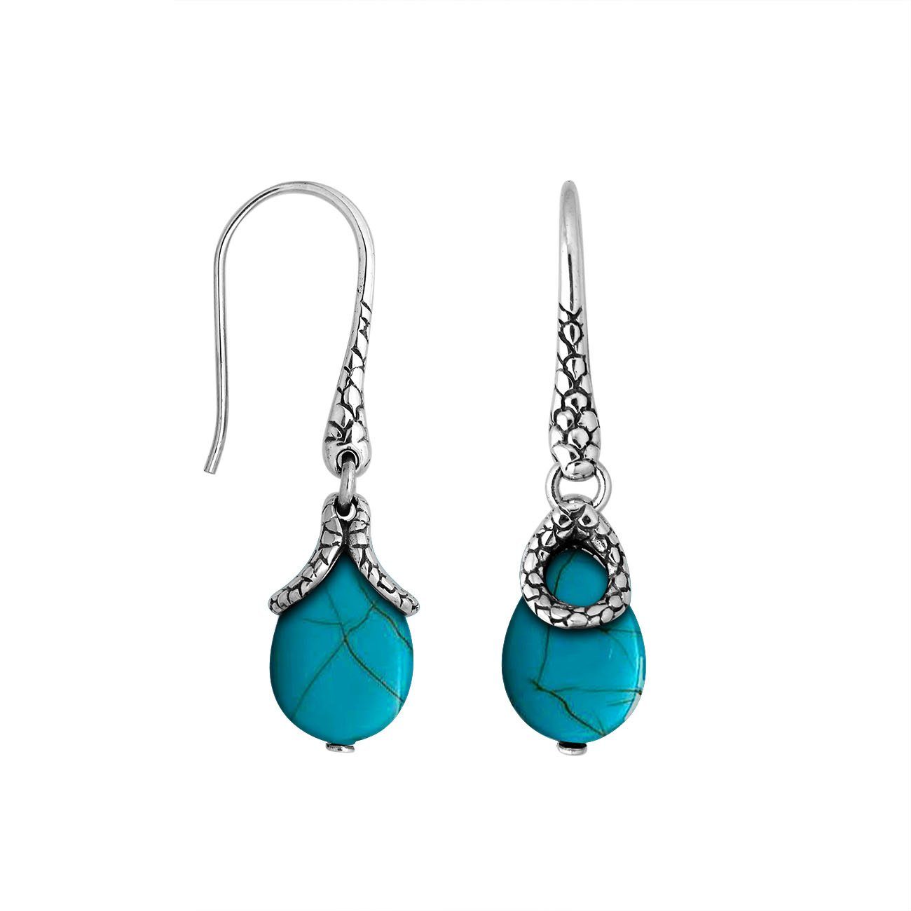 Sterling silver Turquoise Shell earrings with teardrop design and polished finish for wholesale collection.
