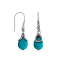 Sterling silver Turquoise Shell earrings with teardrop design and polished finish for wholesale collection.