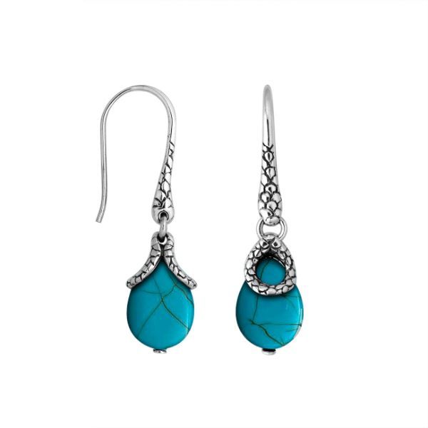 AE-6262-TQ Sterling Silver Pear Shape Earring With Turquoise Jewelry Bali Designs Inc 