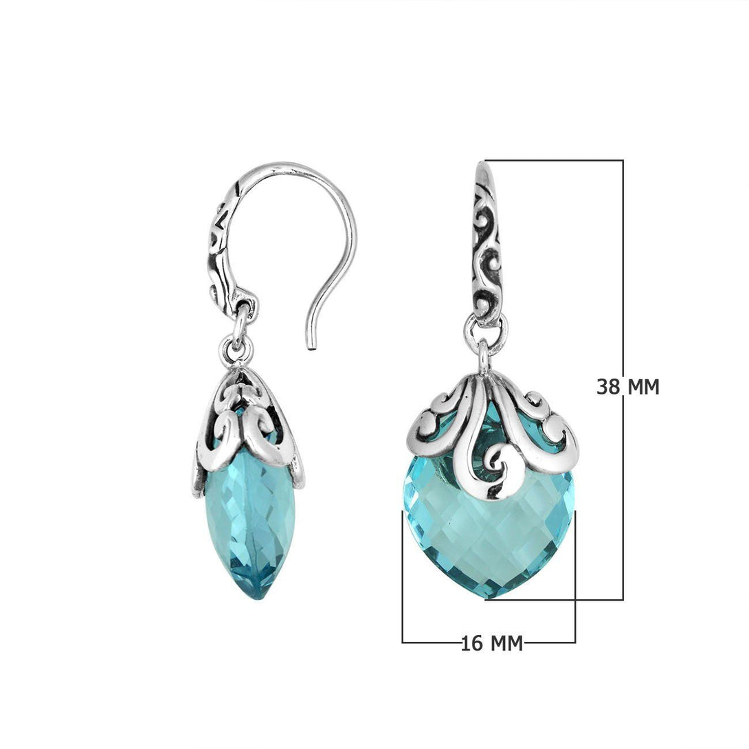 AE-6264-BT Sterling Silver Earring With Blue Topaz Q. Jewelry Bali Designs Inc 