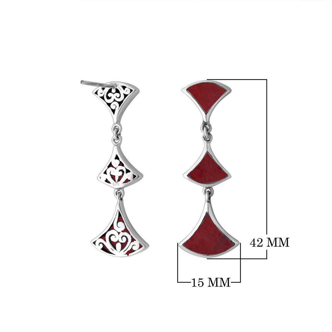 AE-6269-CR Sterling Silver Earring With Coral Jewelry Bali Designs Inc 