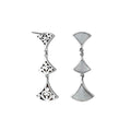 Sterling silver Mother of Pearl drop earrings with filigree design and post clip lock for wholesale jewelry collections.