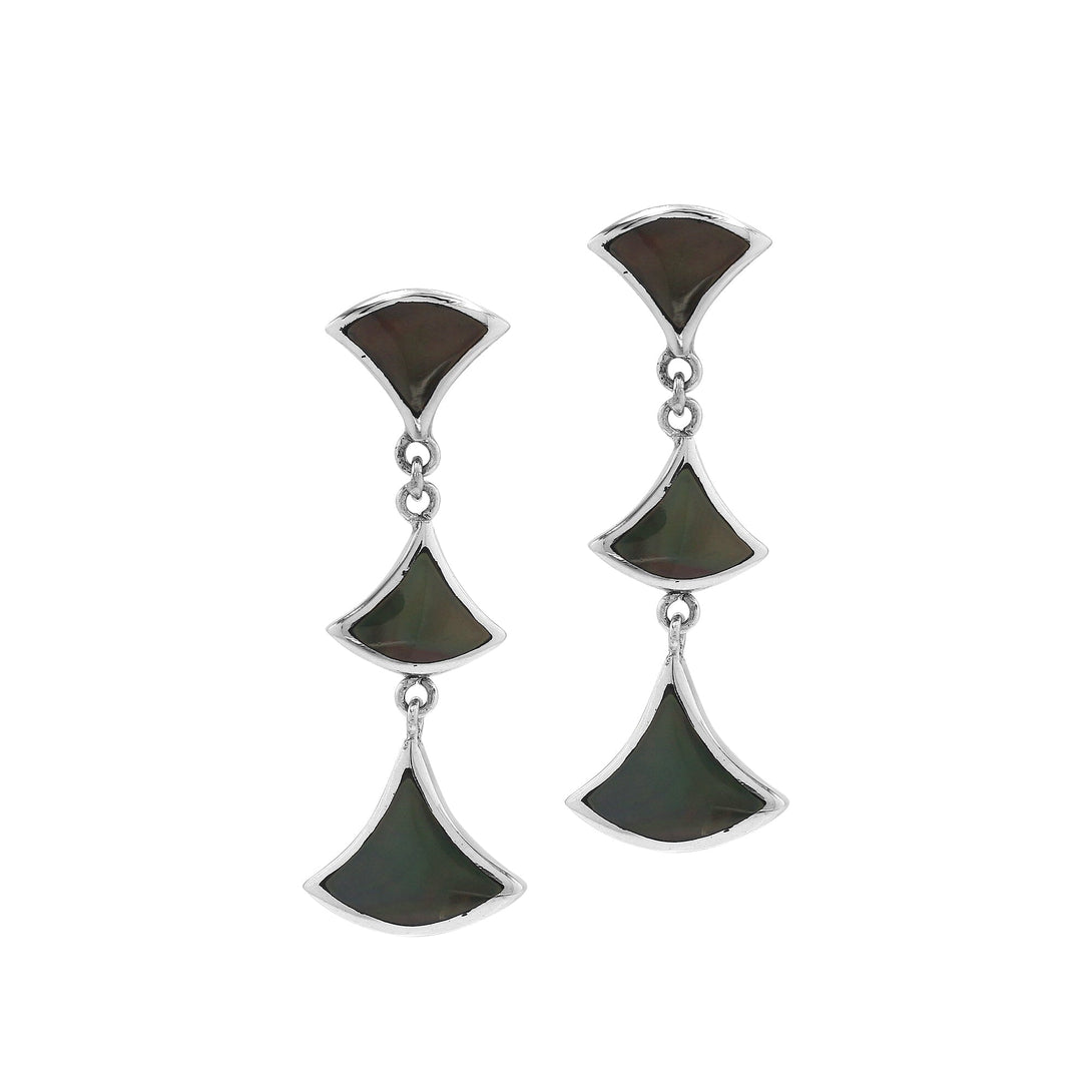 AE-6269-SHB Sterling Silver Earring With Black Shell Jewelry Bali Designs Inc 