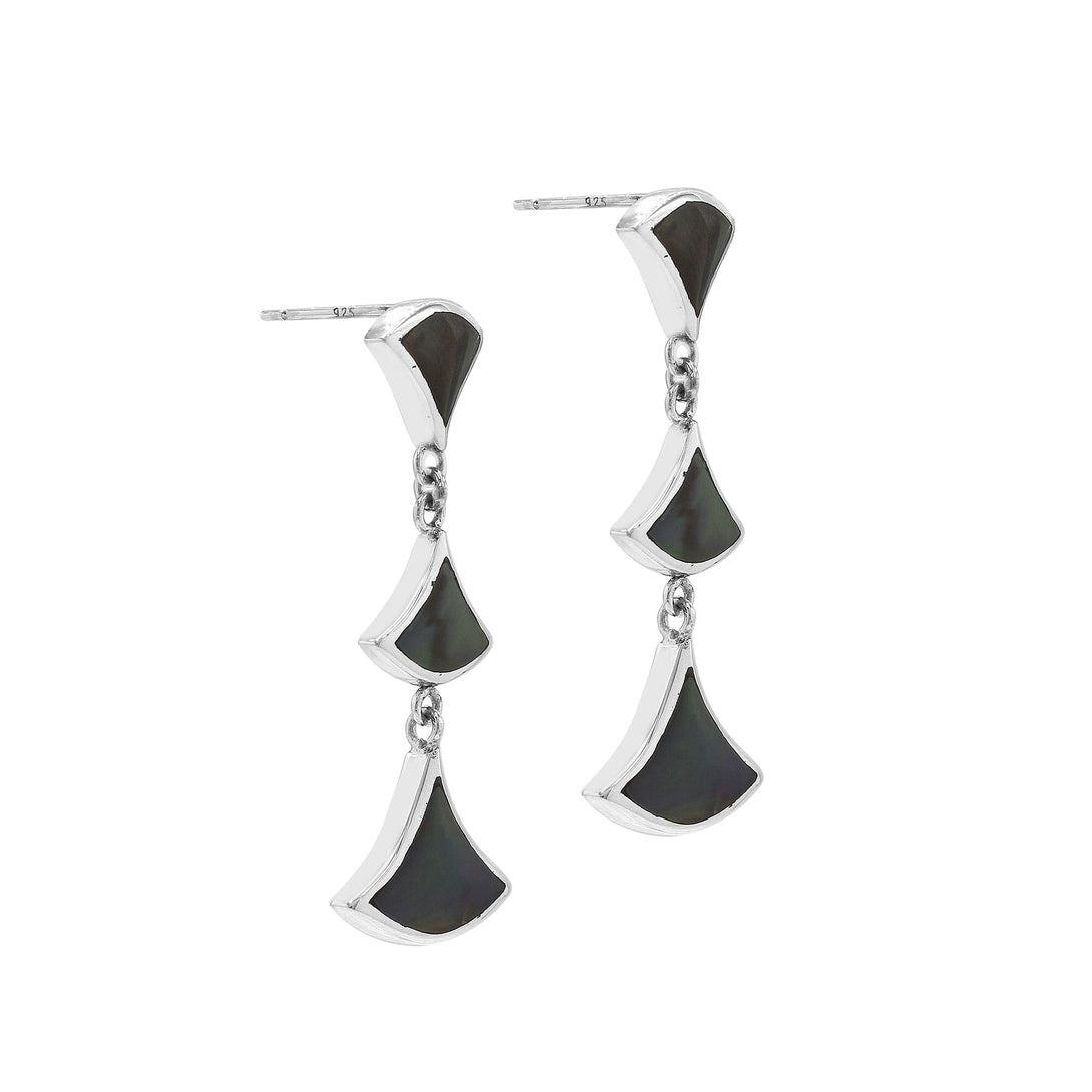 AE-6269-SHB Sterling Silver Earring With Black Shell Jewelry Bali Designs Inc 