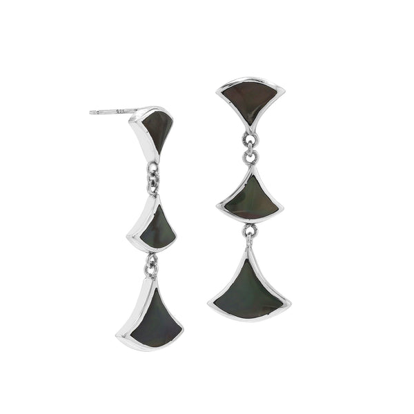 AE-6269-SHB Sterling Silver Earring With Black Shell Jewelry Bali Designs Inc 