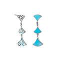 Sterling silver Turquoise Shell drop earrings with filigree design and post clip lock for wholesale jewelry collections.
