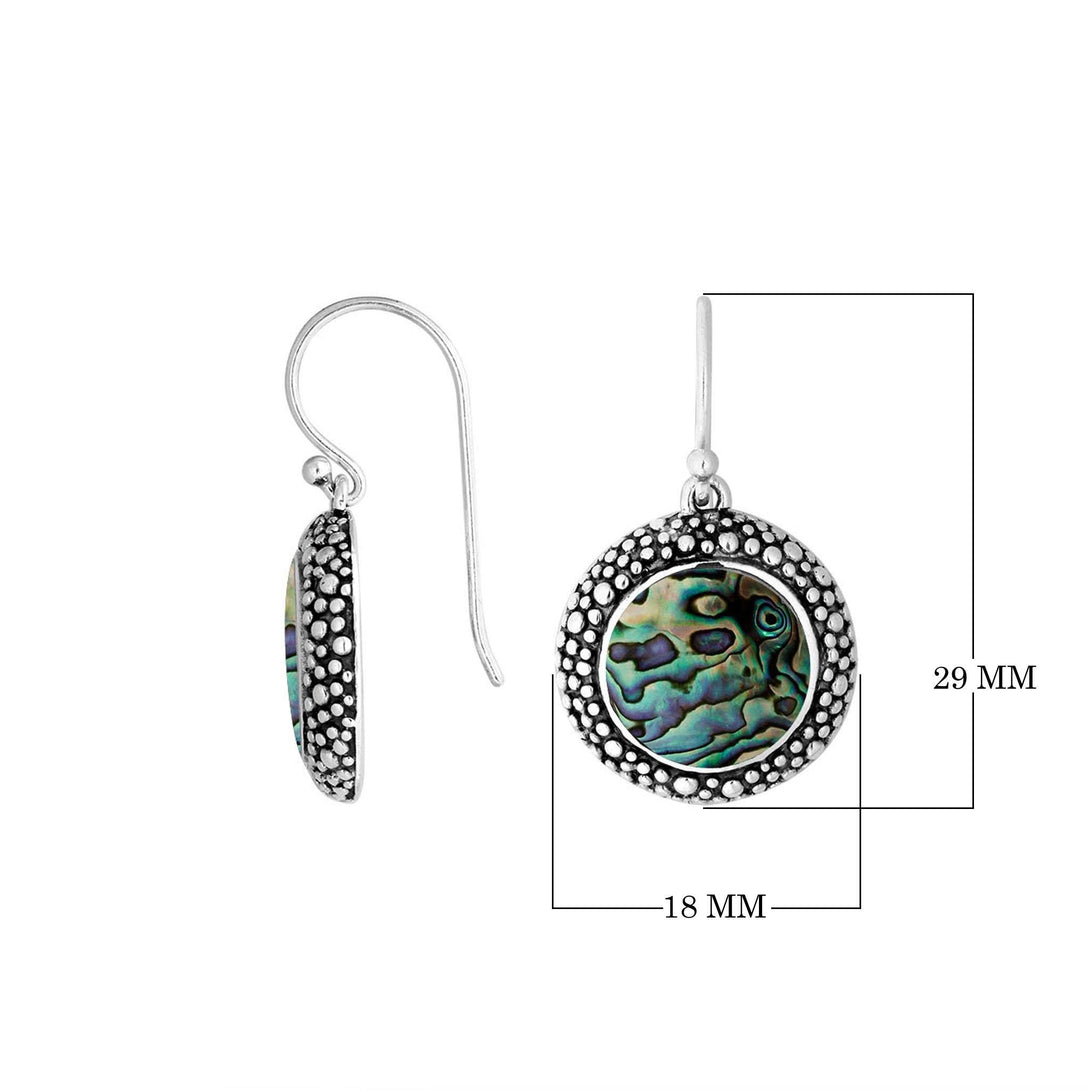 AE-6280-AB Sterling Silver Round Shape Earring With Abalone Shell Jewelry Bali Designs Inc 