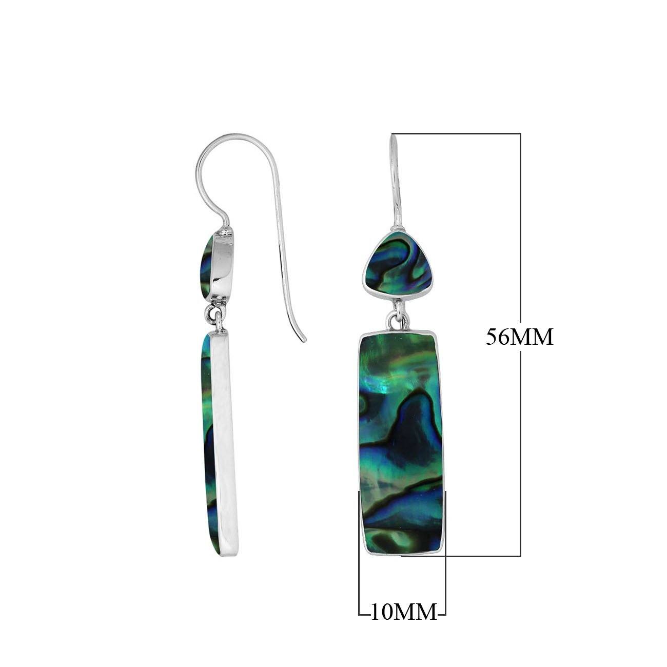 Sterling silver long drop earrings with Abalone Shell and modern geometric design for wholesale collections.