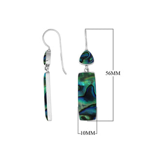 Sterling silver long drop earrings with Abalone Shell and modern geometric design for wholesale collections.