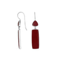 Sterling silver long drop earrings with Red Coral and sleek modern design for wholesale collections.