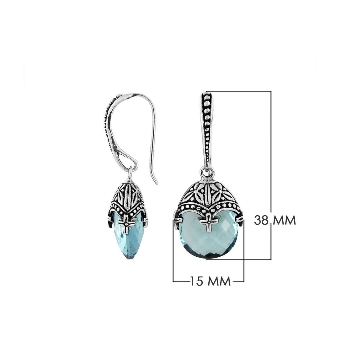 AE-6284-BT Sterling Silver Earring With Blue Topaz Q. Jewelry Bali Designs Inc 