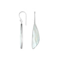 Sterling Silver Mother Of Pearl Asymmetric Long Panel Earrings With Polished Finish
