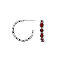Wholesale sterling silver Red Coral hoop earrings with Balinese handicraft design and antique finish handcrafted in Bali