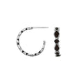 Sterling Silver Black Shell Twisted Marquise Inlay Hoop Earrings