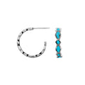 Sterling Silver Turquoise Shell Twisted Marquise Inlay Hoop Earrings