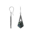 Sterling Silver Abalone Shell Tapered Geometric Dotted Drop Earrings