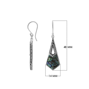 Sterling Silver Abalone Shell Tapered Geometric Dotted Drop Earrings