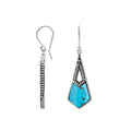 Sterling Silver Turquoise Shell Tapered Geometric Dotted Drop Earrings