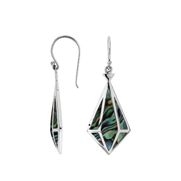 AE-6292-AB Sterling Silver Diamond Shape Earring With Abalone Jewelry Bali Designs Inc 