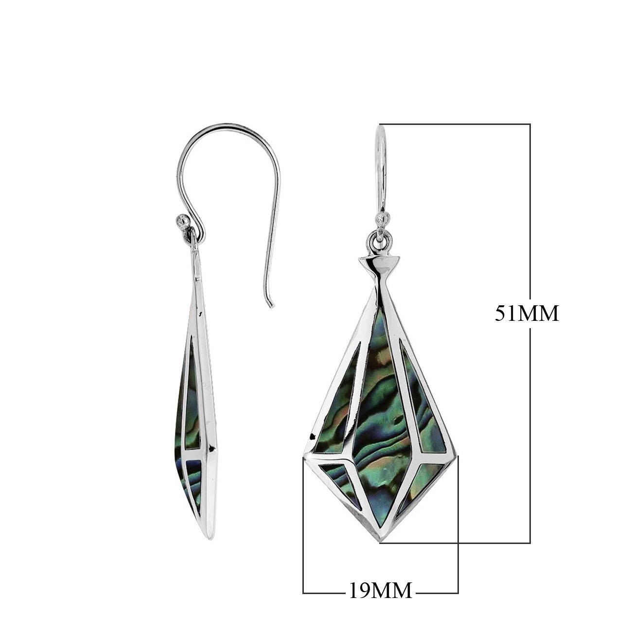 Wholesale Angular Prism Sterling Silver Earrings With Abalone Shell And Polished Finish
