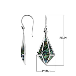 Wholesale Angular Prism Sterling Silver Earrings With Abalone Shell And Polished Finish