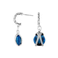 Wholesale Sterling Silver London Blue Topaz Quartz Marquise And Round Dangle Earrings With Bali Carved Hoop