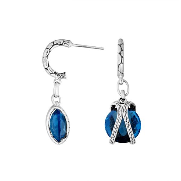 AE-6295-LBT Sterling Silver Earring With London Blue Topaz Q. Jewelry Bali Designs Inc 